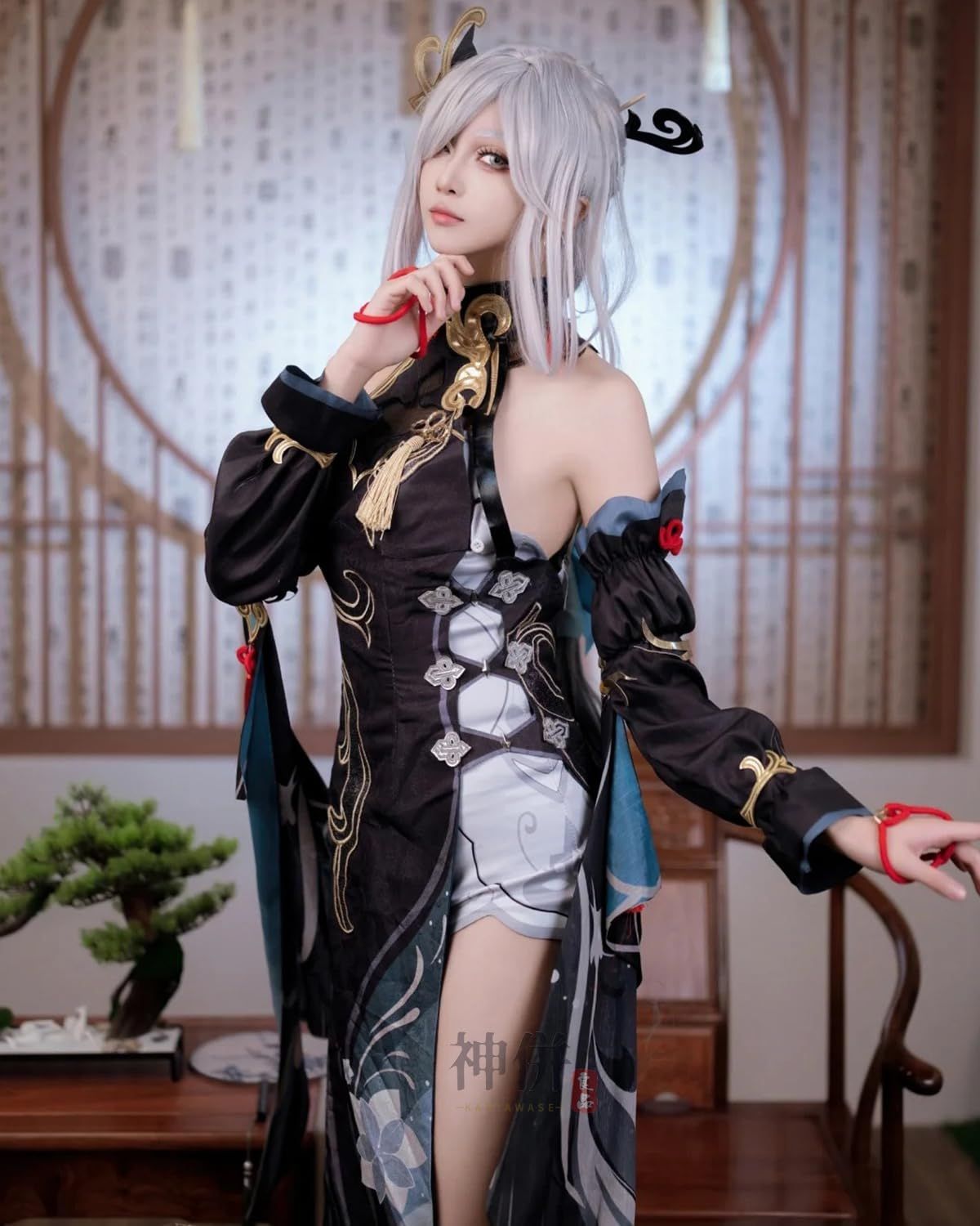 コスプレ衣装｜黒フリーナ（ウィッグ付き） Amazon.co.jp: 原神 フリーナ/黒フリーナ コスプレ衣装 フル