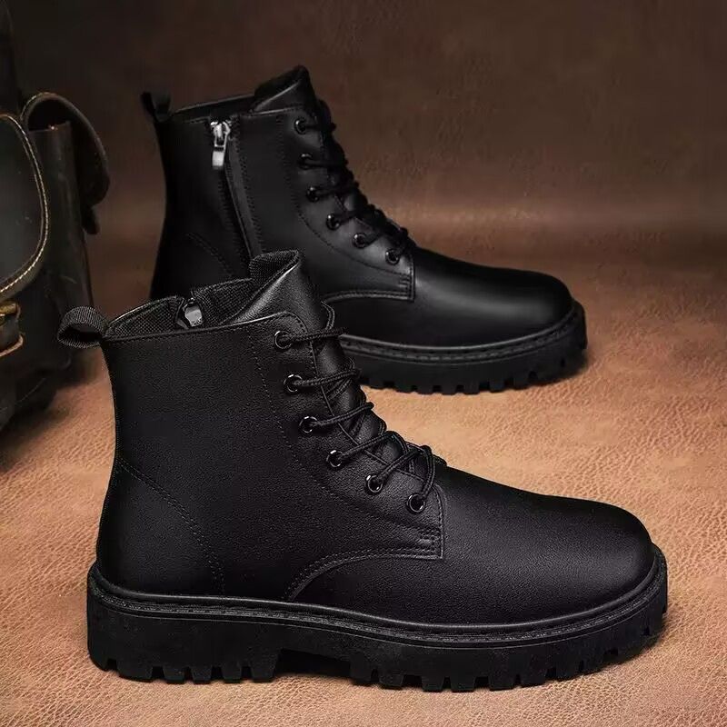 ワークブーツ ショートブーツ メンズ ミリタリー ハイカット レース