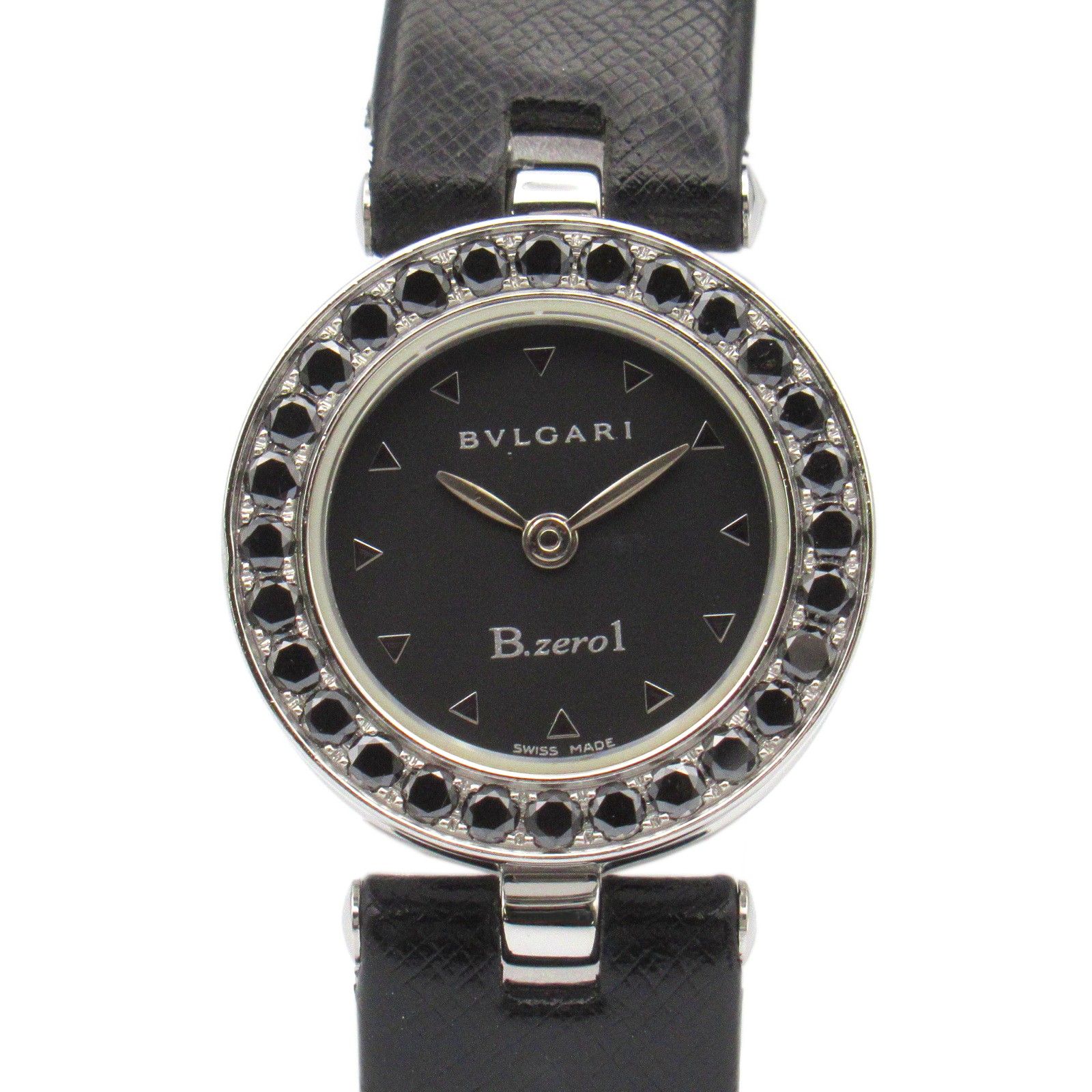 ブルガリ BVLGARI 腕時計 B-zero1 ブラックダイヤ BZ22S ブラック ステンレススチール レザーベルト B-zero1 ブラックダイヤ レディース Used A