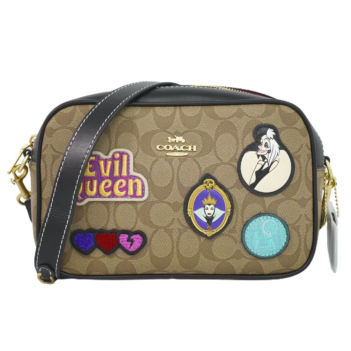 本物 コーチ COACH ディズニー Disney コラボ ヴィランズ シグネチャー ショルダーバッグ ポシェット PVC ブラウン CC151 Signature バッグ 中古 本物 コーチ COACH ディズニー Disney コラボ ヴィランズ シグネチャー