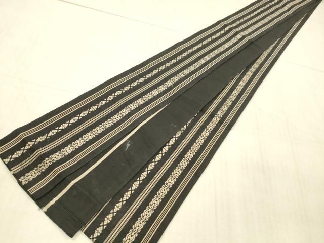 平和屋着物○九寸名古屋帯 抽象動物文 黒地 正絹 逸品 DAAW4470cm 平和