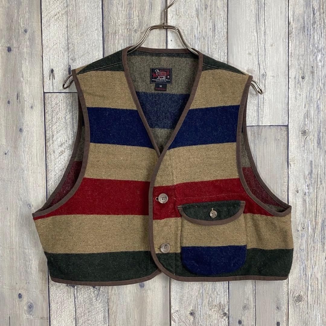Woolrich ウールリッチ ボーダー ベスト ジャケット M