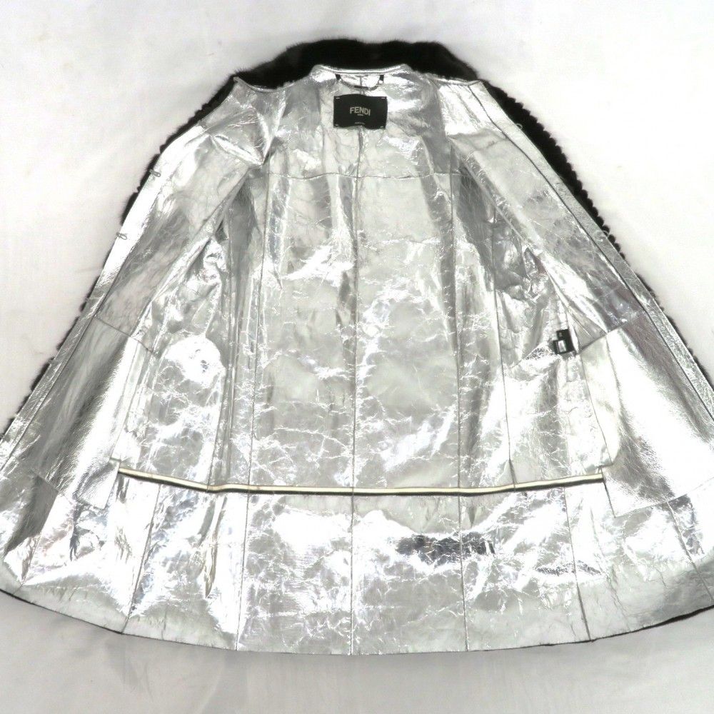 FENDI フェンディ ミンク ファーコート メタリックレザー 裏地