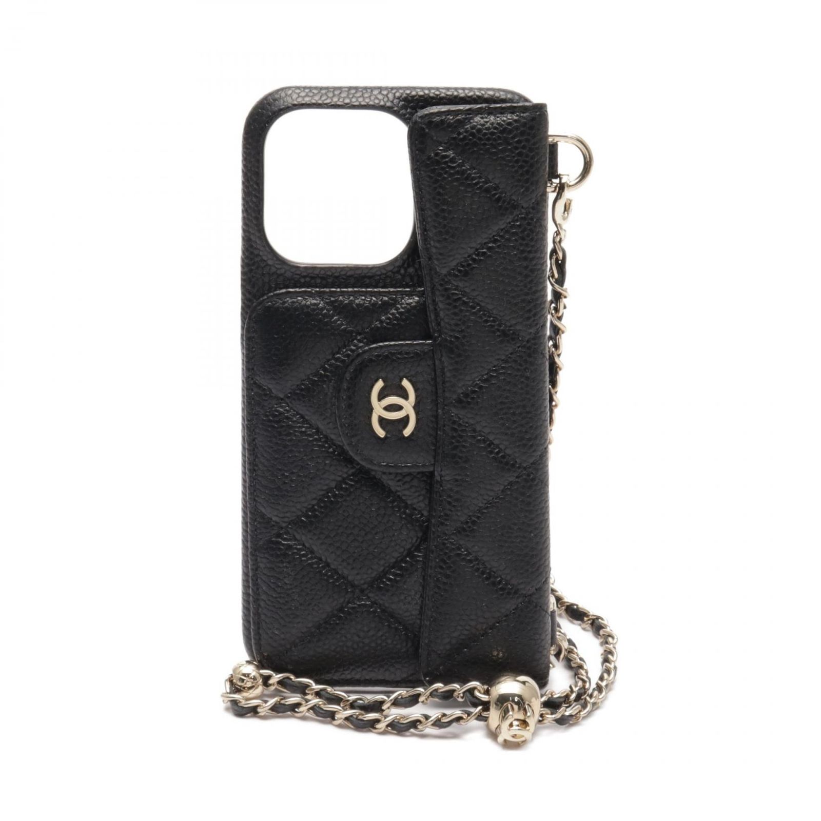 現行極美品！シャネル iPhone14Proスマホケースキャビアスキンマトラッセ シャネル CHANEL 携帯・スマホアクセサリー マトラッセ iPhone14Pro