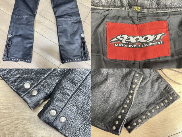 バイカーズレザーパンツ【中古】SPOON スプーン モーターサイクル W32