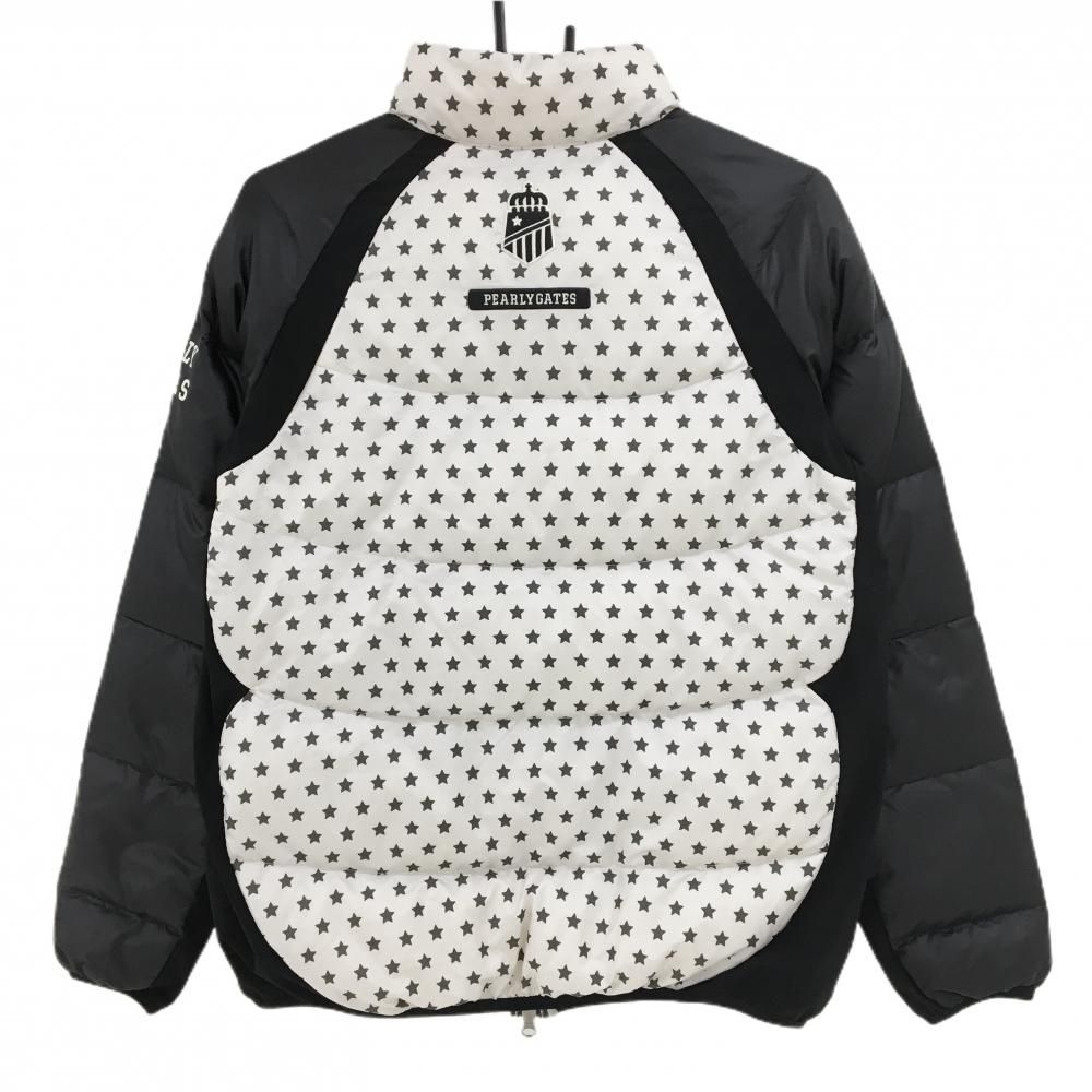 PEARLY GATES 星柄ダウンジャケット サイズ0 新品】パーリーゲイツ ダウンジャケット 黒×白 身頃星総柄 サイド・袖