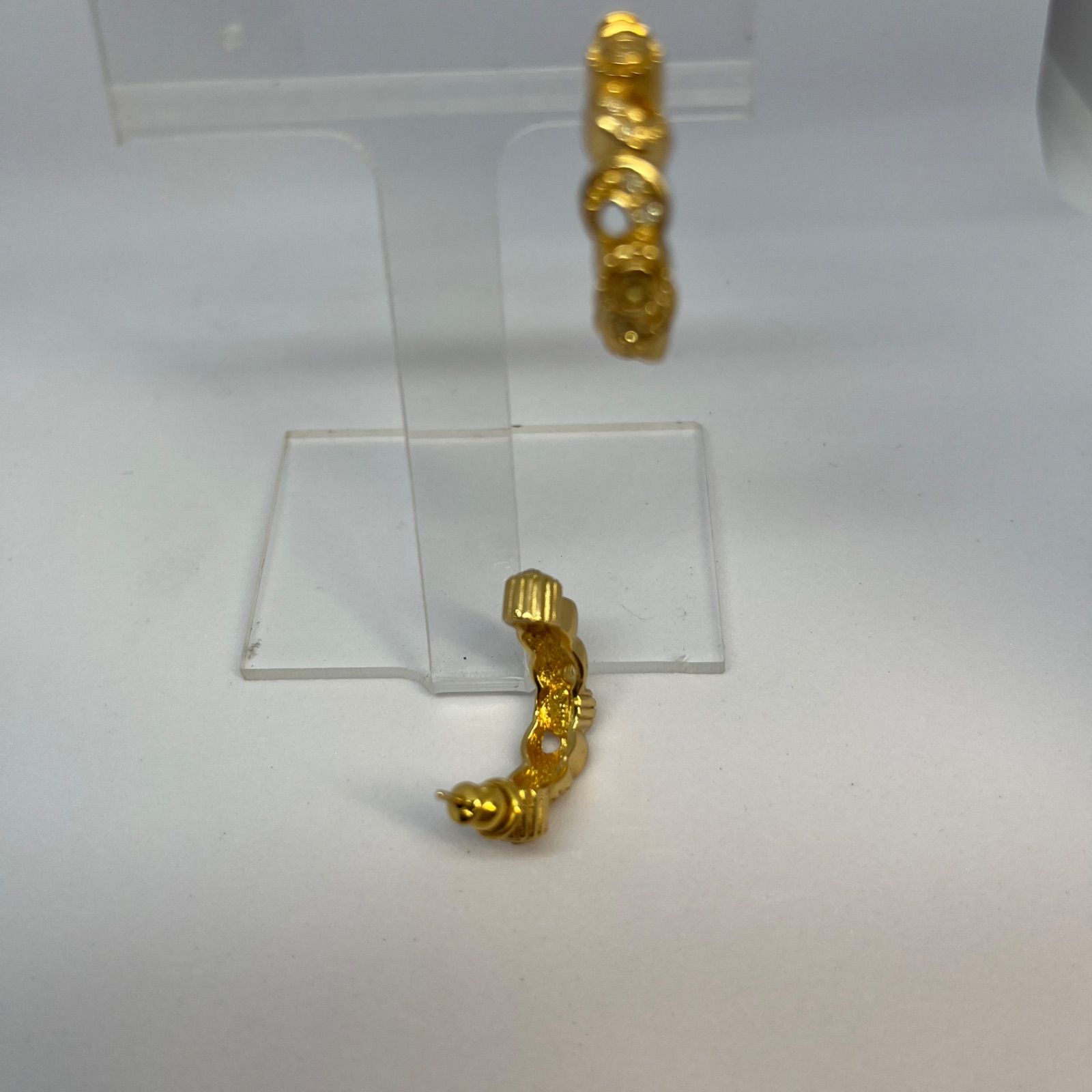 ディオール Christian Dior ピアス 両耳 2P ゴールド フープ 石付き