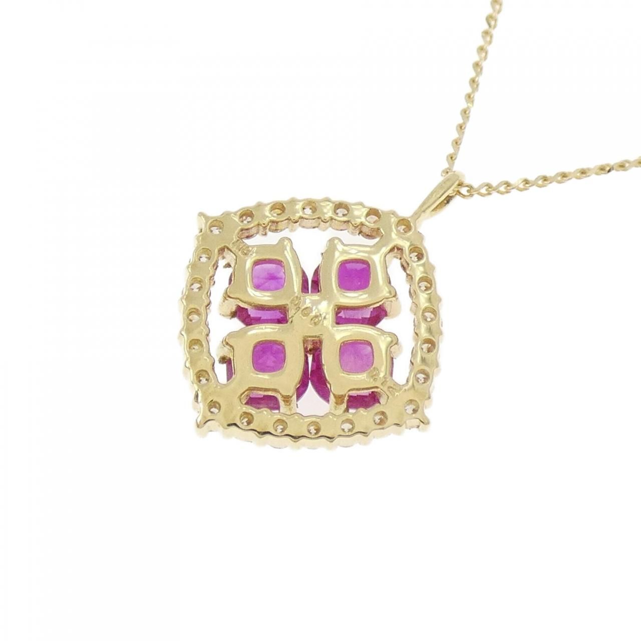 新品】K18YG フラワー ルビー ネックレス 0.60CT - メルカリ 