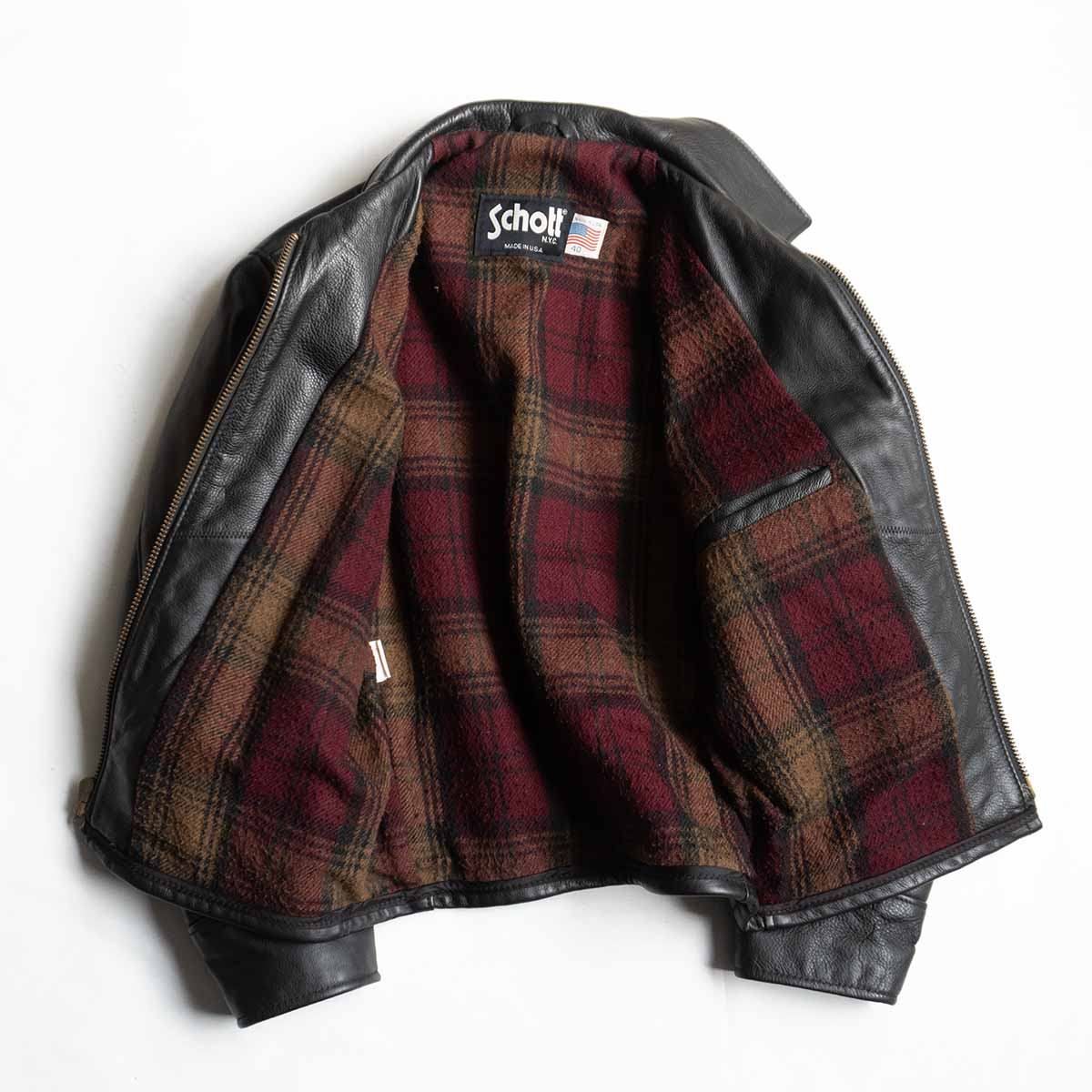 ショット681　40 レザージャケット　シングルライダースジャケット　商品タグ 美品】SCHOTT【681/シングルライダースジャケット】40 襟 レザー