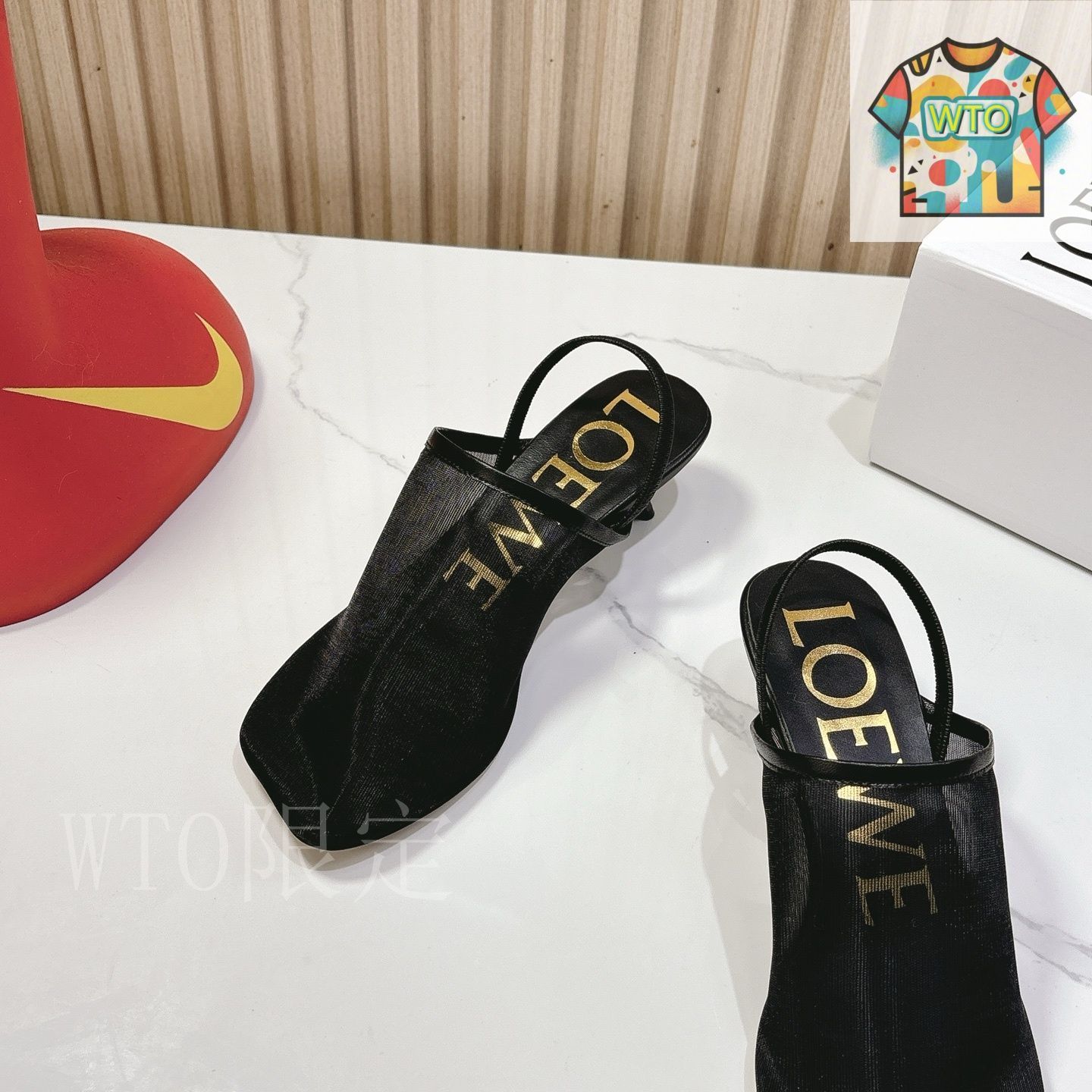 LOEWE ロエベ メッシュ ハイヒール スリッパー サンダル03