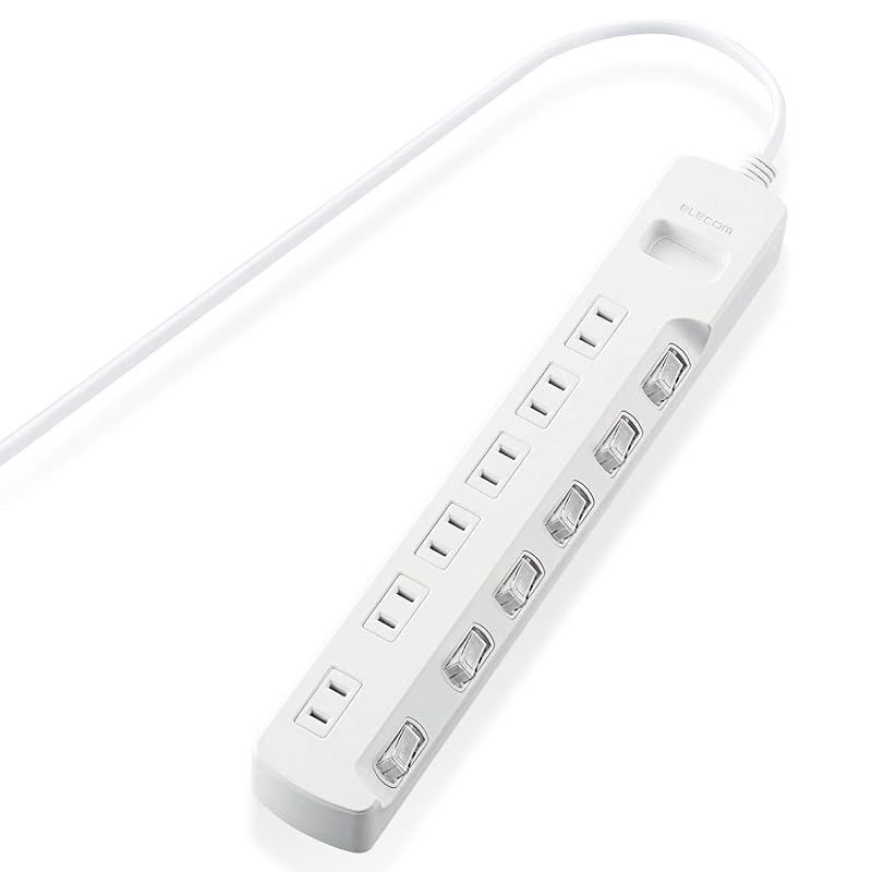 エレコム 電源タップ 個別スイッチ 省エネ ほこり防止シャッター付き スイングプラグ 6個口 1m ホワイト T-E6A-2610WH 1