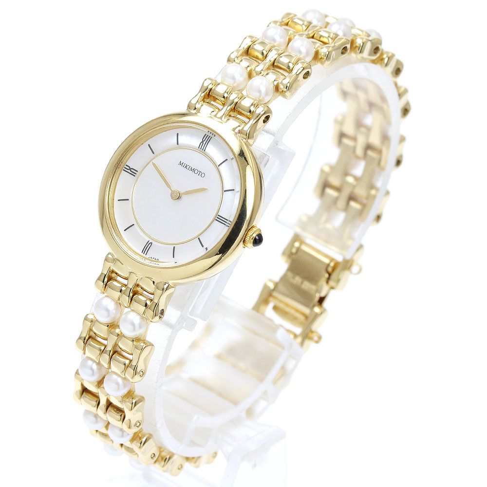 ミキモト MIKIMOTO パールウォッチ クォーツ レディースベルト訳あり_  