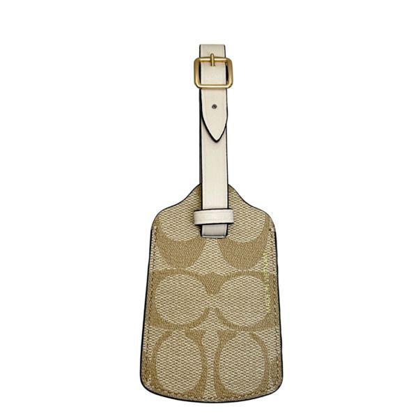 COACH ネームタグ シグネチャー ラゲッジタグ ライトカーキ×チョーク