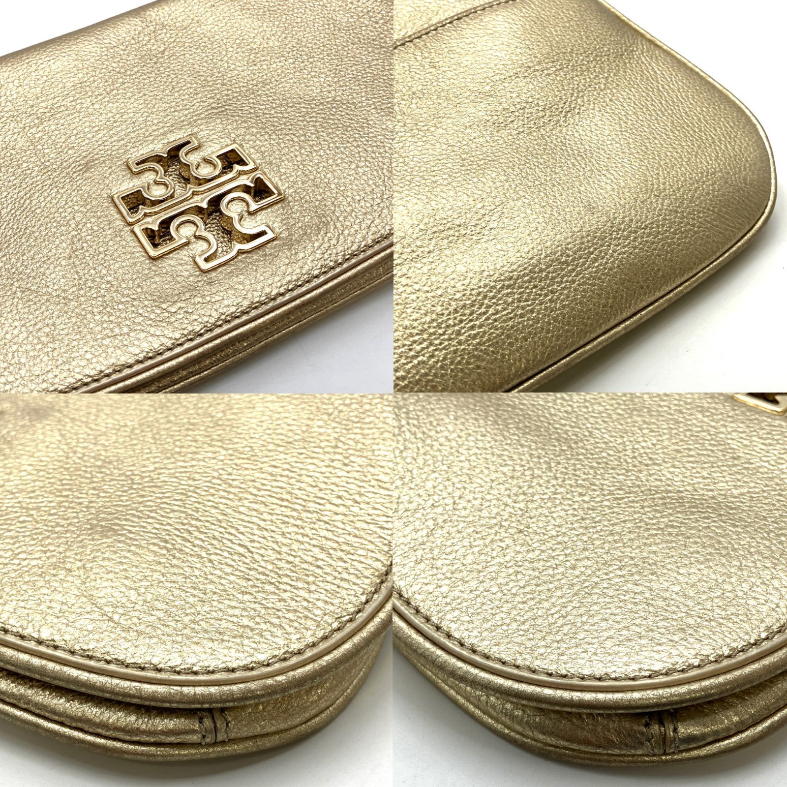 Tory Burch トリーバーチ レザー チェーンショルダーバッグ ゴールドカラー かばん D-4755