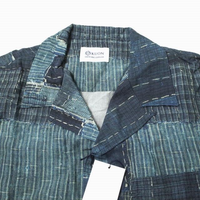 KUON クオン 21SS 日本製 BORO HAWAIIAN SHIRTS 襤褸ハワイアンシャツ 2101-SH0517 M NAVY 半袖 久遠 ボロ パッチワーク 転写 開襟 オープンカラー トップス【新古品】【中古】【KUON】 新品 KUON クオン 21SS 日本製 BORO HAWAIIAN SHIRTS 襤褸ハワイアン