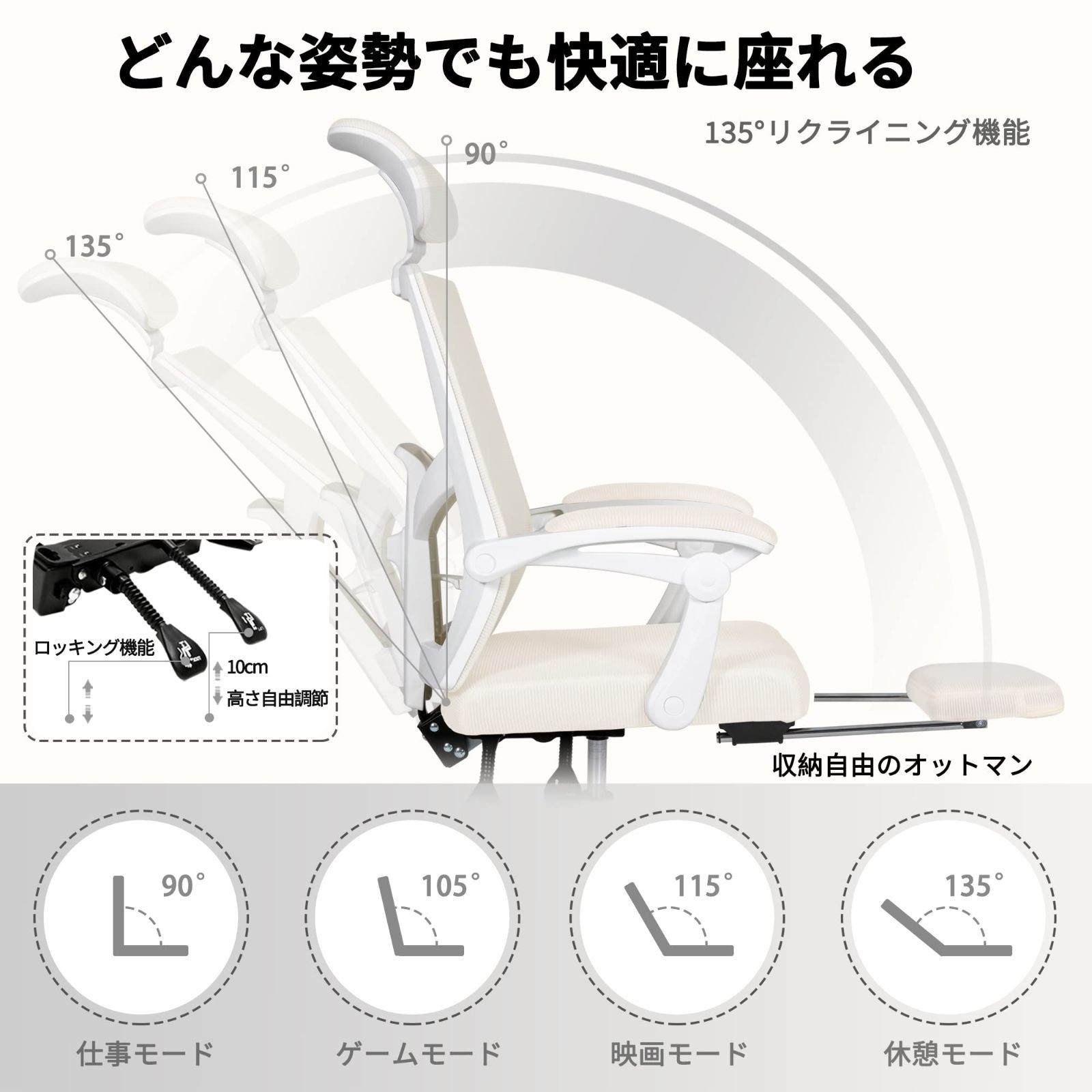 オフィスチェア デスクチェア Okeysen 椅子 テレワーク 疲れない 腰が