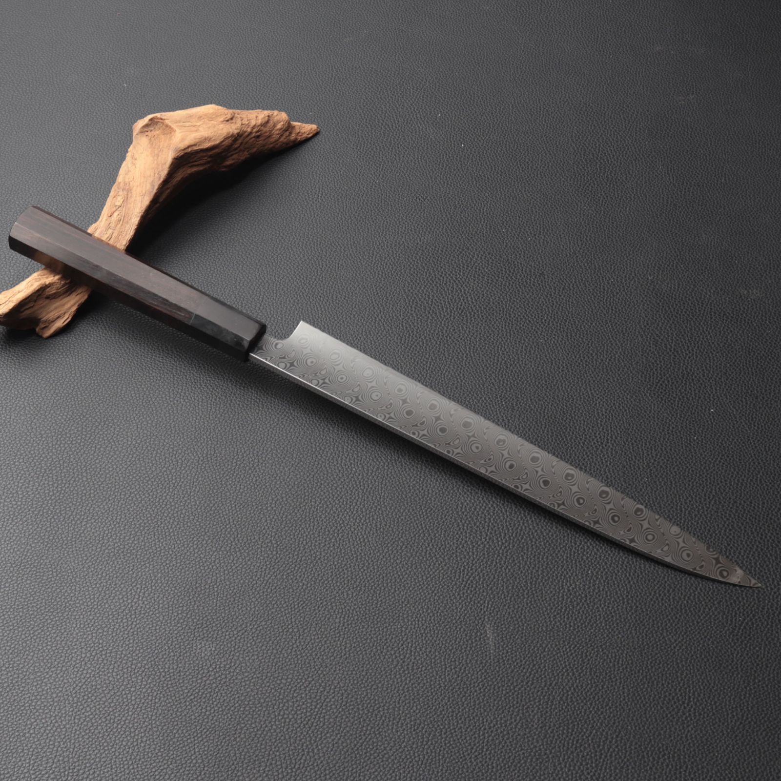 堺宏之作 白鋼 霞仕上げ 水牛桂柄 柳刃包丁 270mm(9寸)（刺身