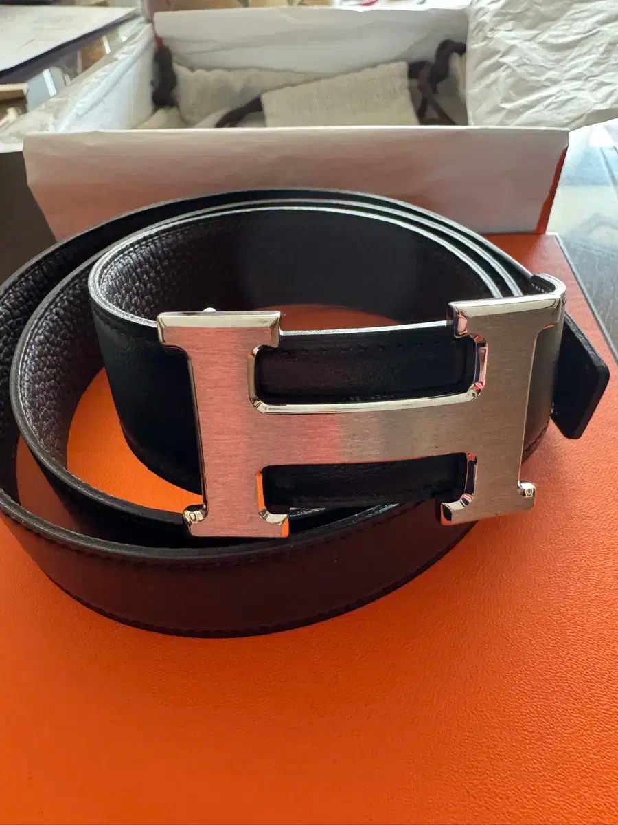 HERMES エルメス Hベルト Hバックル リバーシブル レザー ブラック 黒