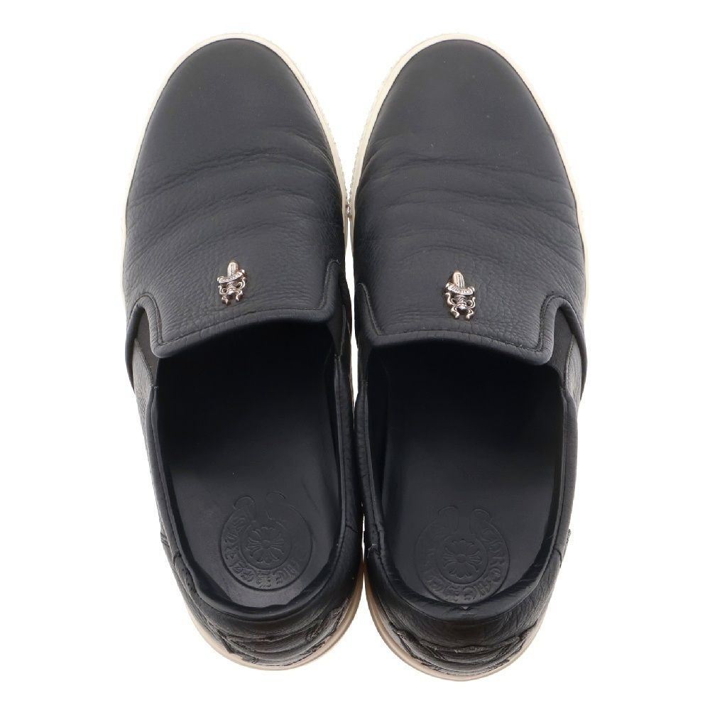 CHROME HEARTS (クロムハーツ) SLIP ON BLK CALF スリッポン CHプラスレザーパッチダガー付レザースニーカー ブラック  - メルカリ