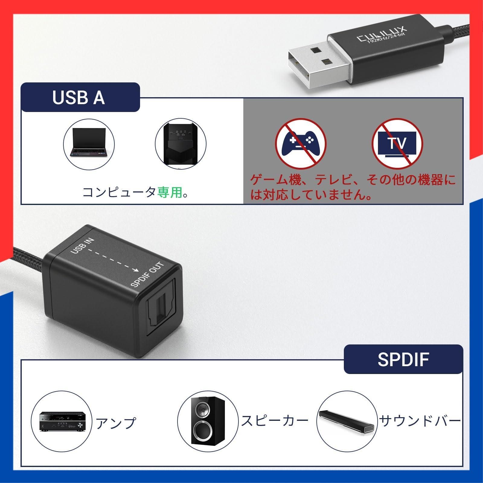 在庫処分】- TOSLINK オーディオ変換アダプタ、USB デジタル 光 変換 SPDIF ケーブル、USB A A トスリンク USB  トランスミッター、Windows、PC、ノートパソコン、コンピュータに対応 Cubilux - メルカリ