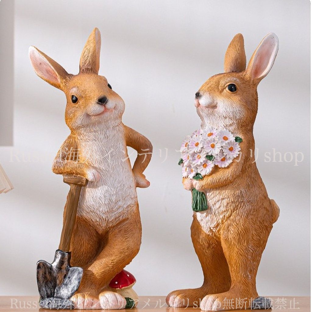 ガーデニング雑貨 アンティーク調 ガーデンオーナメント うさぎ ウサギ