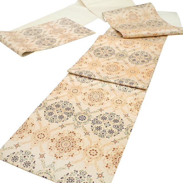 新古品 袋帯 フォーマル ♥ 正絹 京都 西陣 弐阡四百織 金箔糸 金糸 アイボリー 華文 七宝 菱 春 秋 冬 西陣織 仕立て上がり みやがわ sb54616