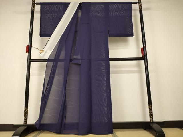 平和屋着物*夏物 色無地 絽 芝紋紗 黒紅色 洗える着物 AABB2636jd