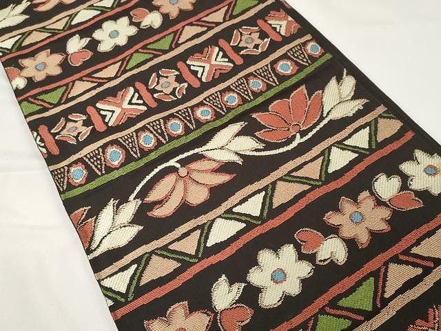 平和屋着物 西陣 川島織物 六通柄 本袋帯 唐織 横段花文 正絹 CAAX9369yk