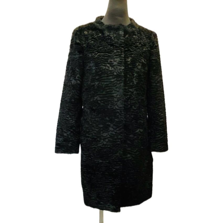 S MaxMara マックスマーラ ノーカラー ベロア コート ブラック - メルカリ