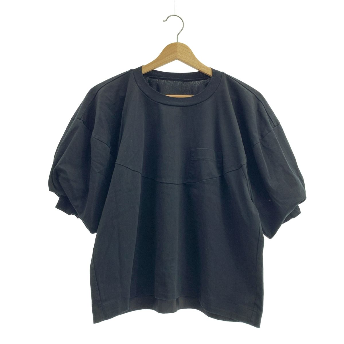 sacai サカイ 2025SS パフスリーブ コットン ジャージー Tシャツ 3 ブラック レディース