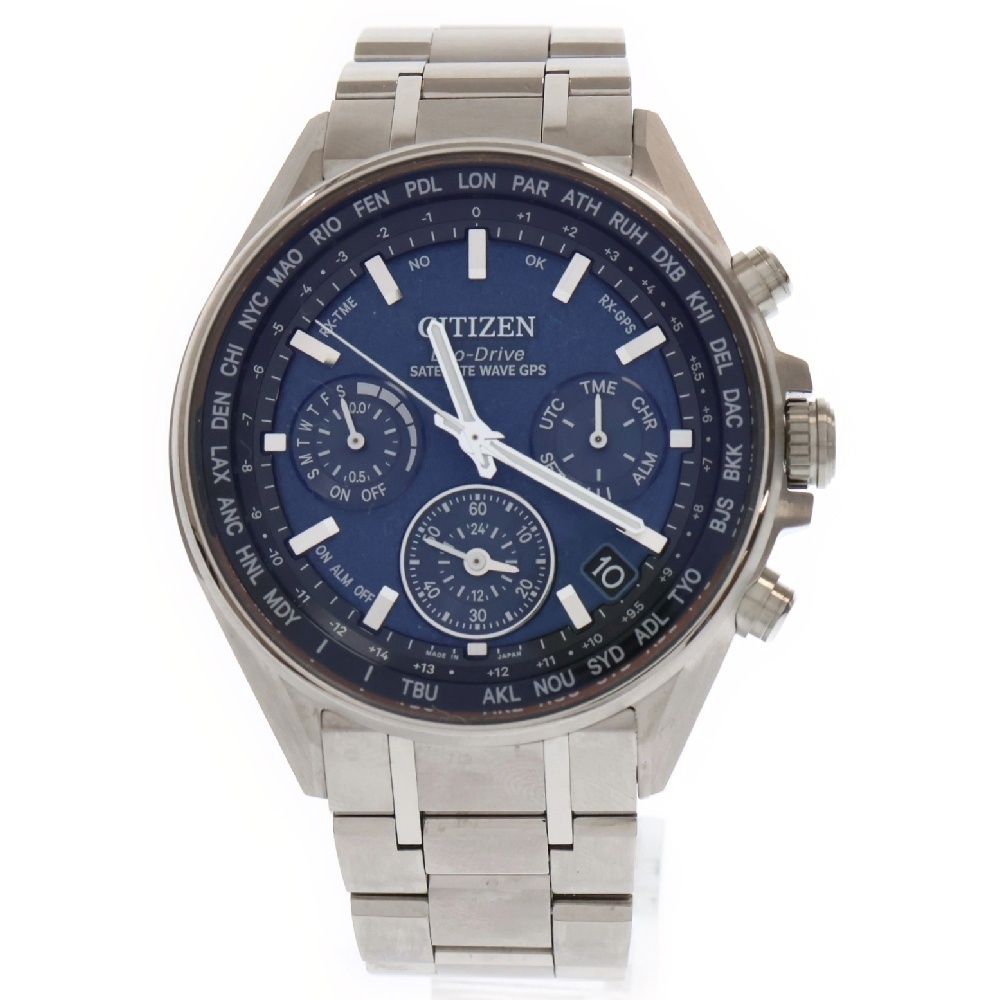CITIZEN シチズン エコドライブ アテッサ ダブルダイレクトフライト 青文字盤 Ti チタン SS|AT CC4000-59L メンズ 腕時計