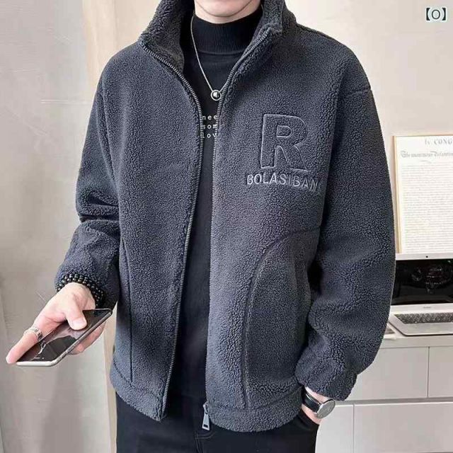 XL 秋 冬 コーデ メンズ 用 服 シンプル ファッション オシャレ 大人 かっこいい 大きいサイズ ストリート 紳士服 ラムウール ジャケット アウター ダウン フリース 綿服 KANDAIZUMI_COM