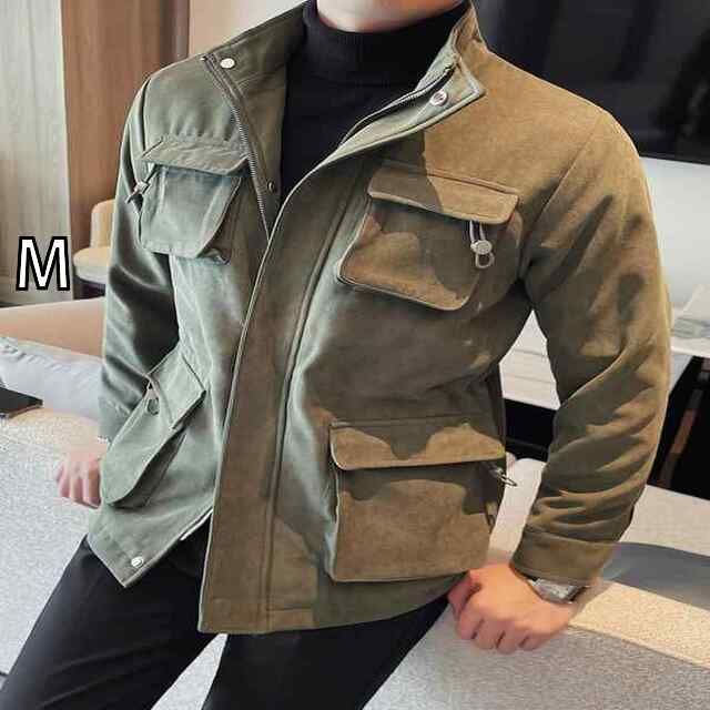 [M ]春 コーデ メンズ 服 シンプル ファッション オシャレ 大人 かっこいい 大きいサイズ ストリート 紳士服 マルチ ポケット ハンティング ジャケット スリム 長袖
