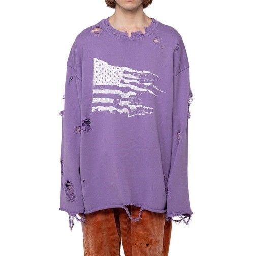 kamiya 星条旗ニット KAMIYA カミヤ 23AW Destroyed Long Sleeve Knit T-shirt 星条旗