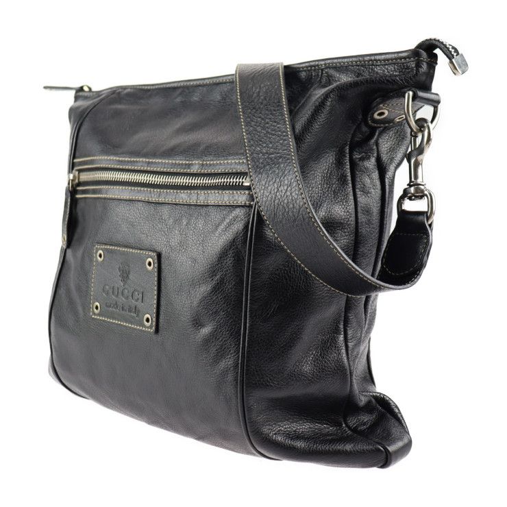 グッチ　メッセンジャーバック GUCCI グッチ ショルダーバッグ 189684 レザー ブラック