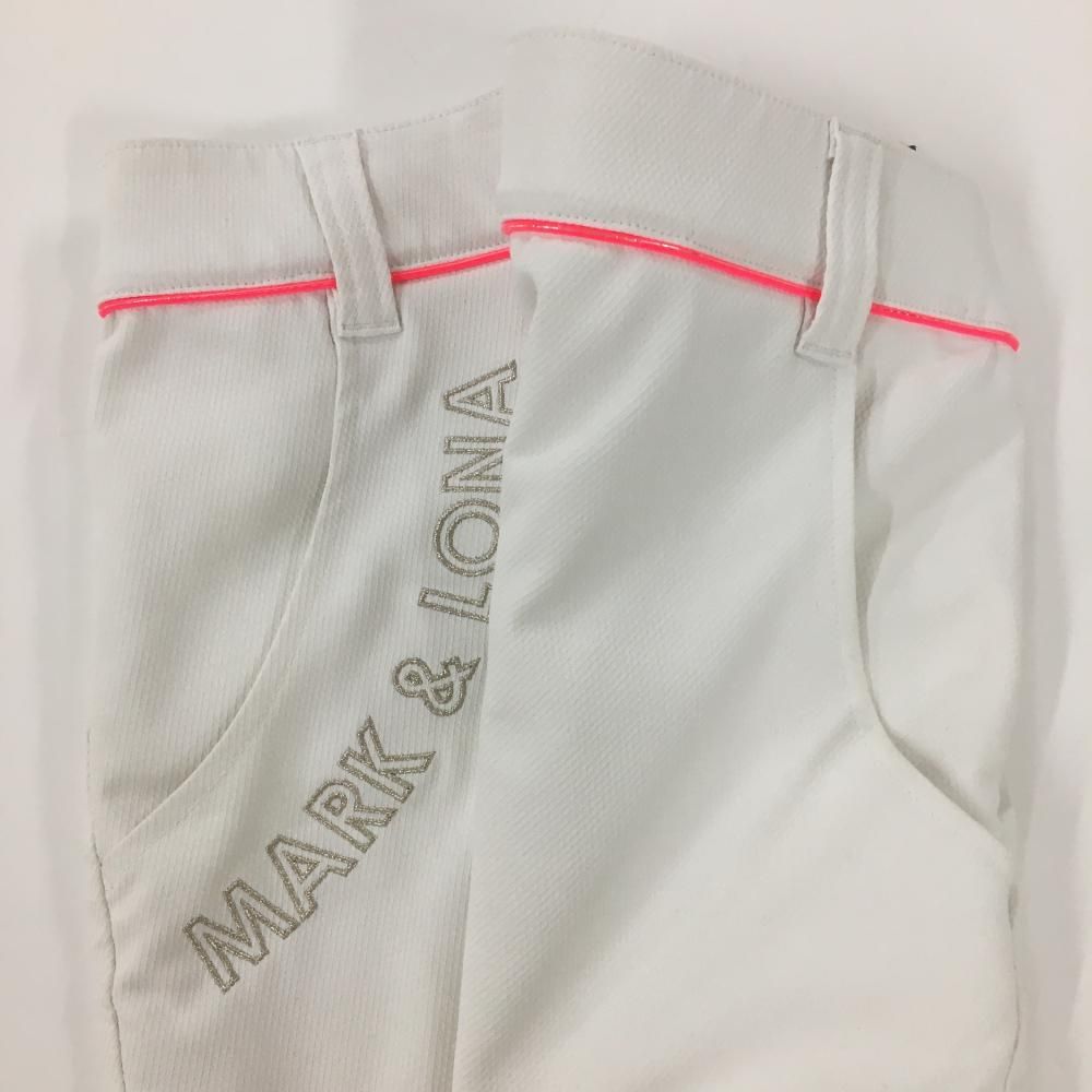 美品】マークアンドロナ スカート 白×蛍光ピンク スカル 内側インナー