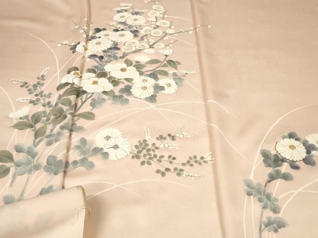  上 創業460年 千總 付下げ 反物 着尺 手描き 枝花 金彩 kh 5 訪問着 付け下げ 着物反物