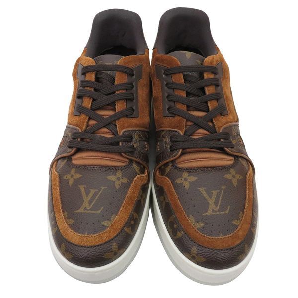 新古品 ルイヴィトン LVトレイナー ライン モノグラム レザー レース