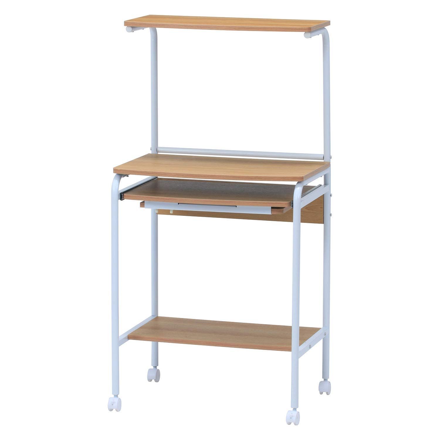 【在庫処分】幅60×奥行48×高さ122cm ナチュラル 机 木目調 キーボードトレー付き パソコンデスク シンプル フィット 不二貿易(Fujiboeki) 66740