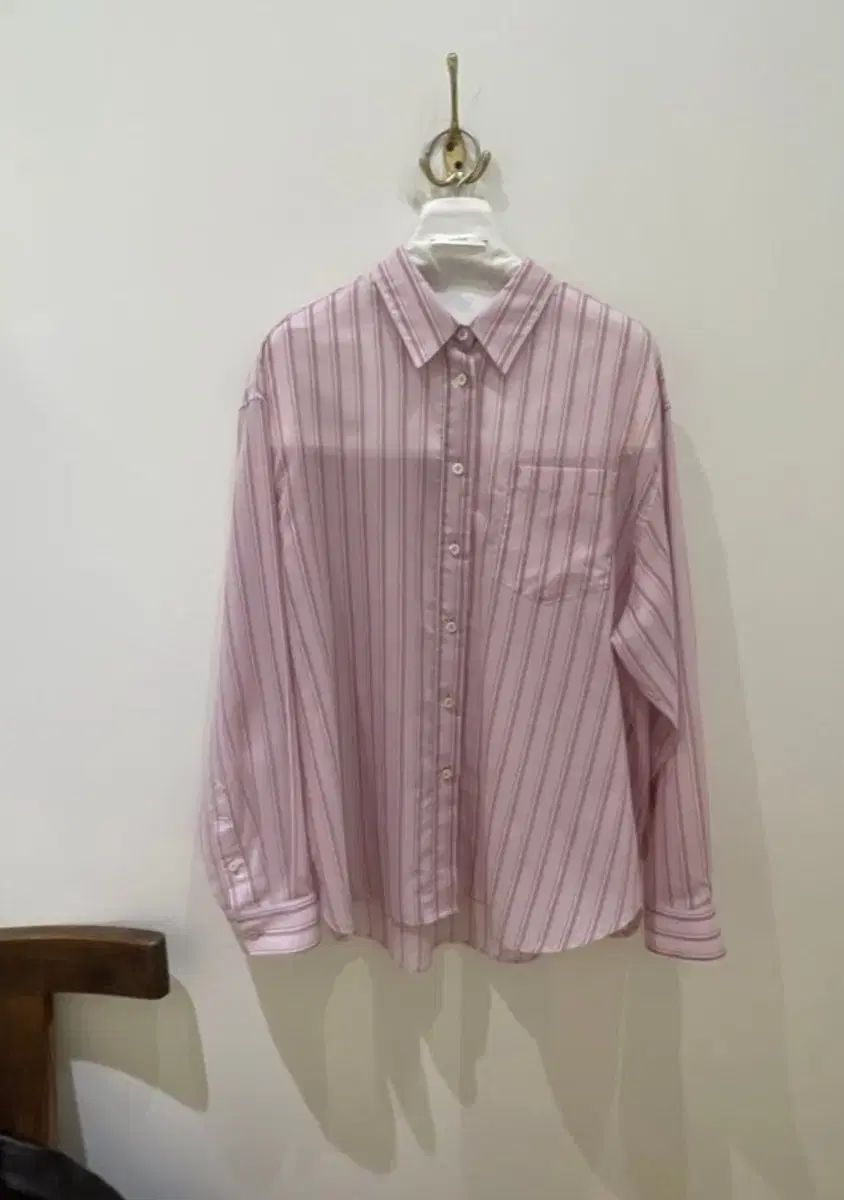 LEROBE ピンク ストライプ シャツ