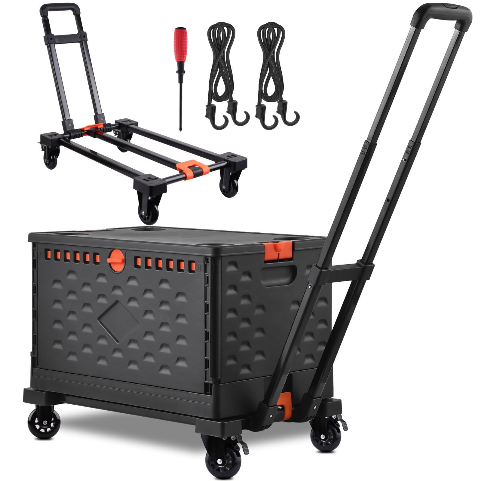 大 家庭用 ワゴンキャリー 台車バスケット ワゴン 業務用 キャリー コンパクト 折りたたみ台車 引越し用 軽量静音 ストッパー付き 折りたたみ 持ち運び便利 バスケット カゴ付き台車 台車