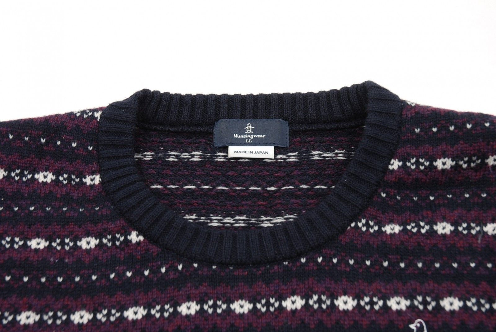 Munsingwear - coco 中古 マンシングウェア Munsing wear メンズ セーター LL 紫系 長袖クルーネック 総柄 中古 メンズ マンシングウェア Munsing wear セーター LL 紫系