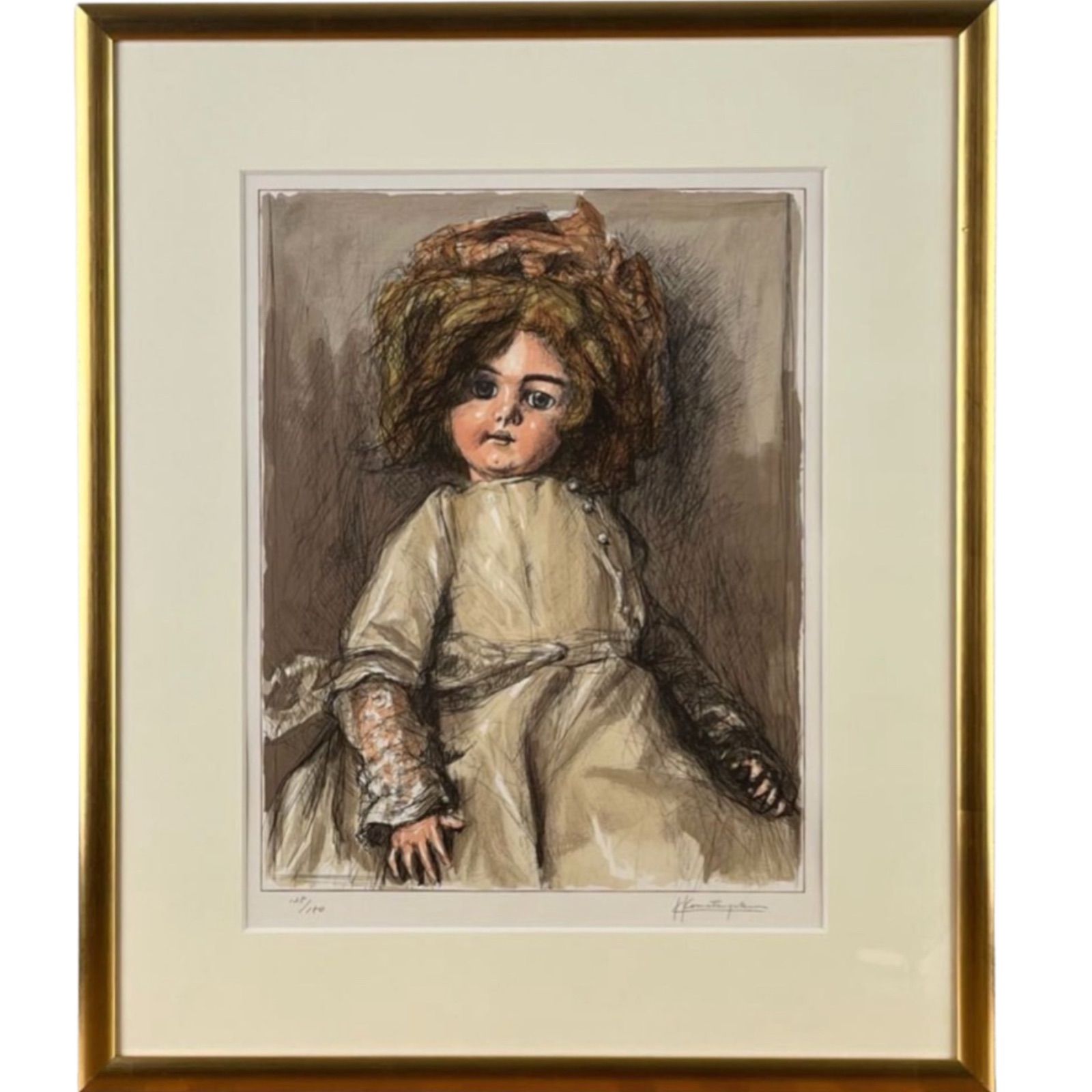 【お値下げ】小松崎邦雄　『人形』リトグラフ 小松崎邦雄「西洋人形」リトグラフ 絵画買取・販売の小竹美術