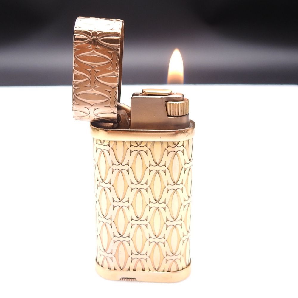 着火 済み ?Cartier カルティエ ゴドロン ハッピーバースデー ガスライター ローラー式 ゴールド スイス製 メンズ 現状渡し ?️正規品