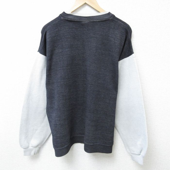 90年代 90s 刺繍タグ Champion チャンピオン XL/古着 長袖 スウェット メンズ 90s ラクロス ツートンカラー 大きいサイズ クルーネック 黒他 ブラック 霜降り 25feb21 中古 スエット ト REVERSE WEAVE リバース