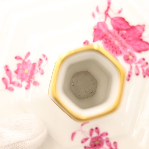 ヘレンド Herend アポニー ピンク 一輪挿し 花瓶 ホワイト 【ww