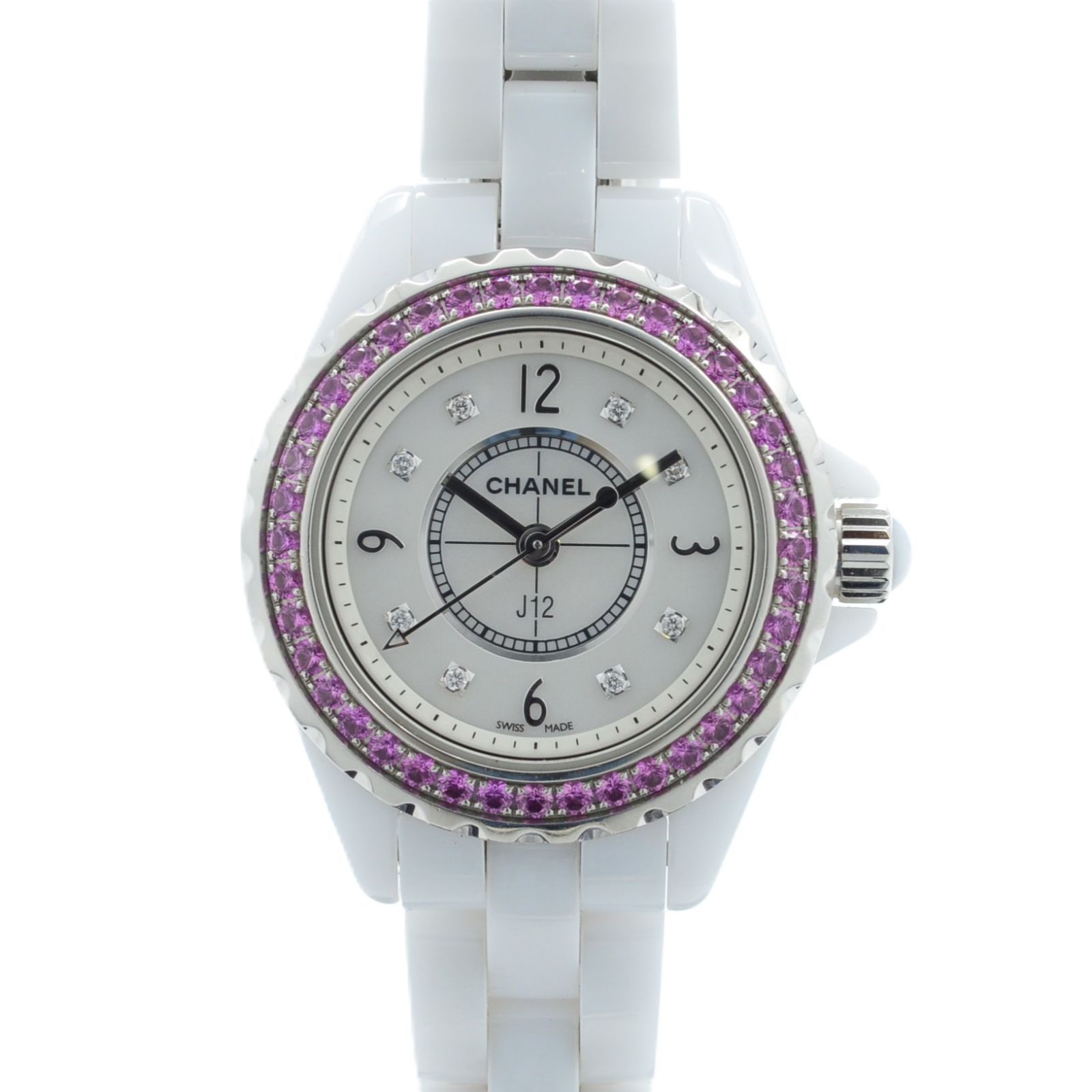 CHANEL シャネル J12 H3243 8Pダイヤモンド ピンクサファイアベゼル 29  