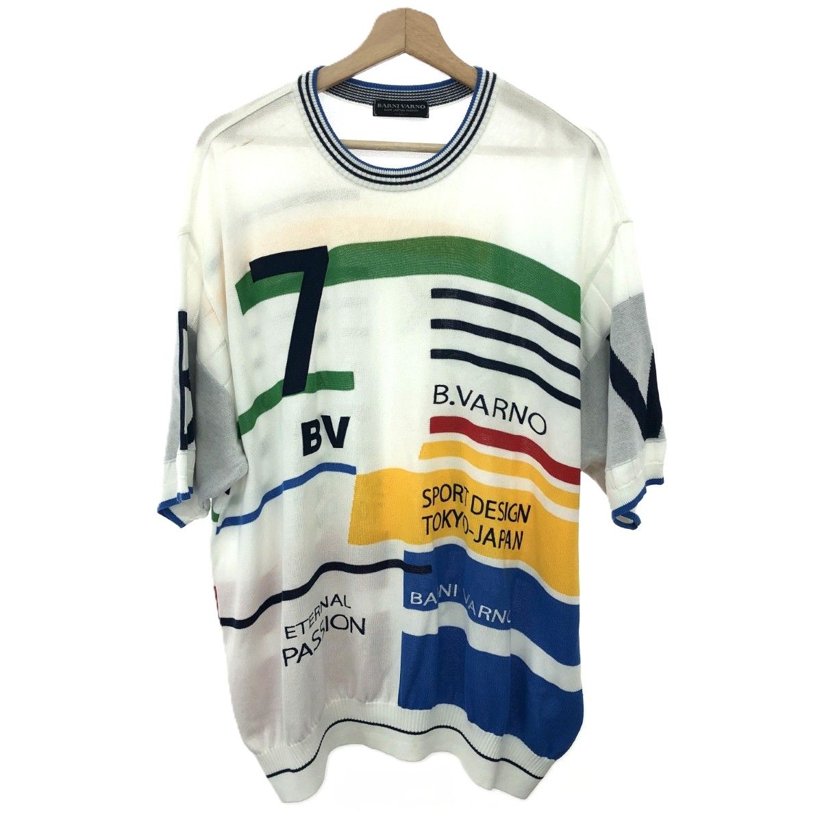 美品 BARNI VARNO 半袖サマーセーター Lサイズ BARNI VARNO（バーニヴァーノ） ユニコーン ジャガード クルーネック