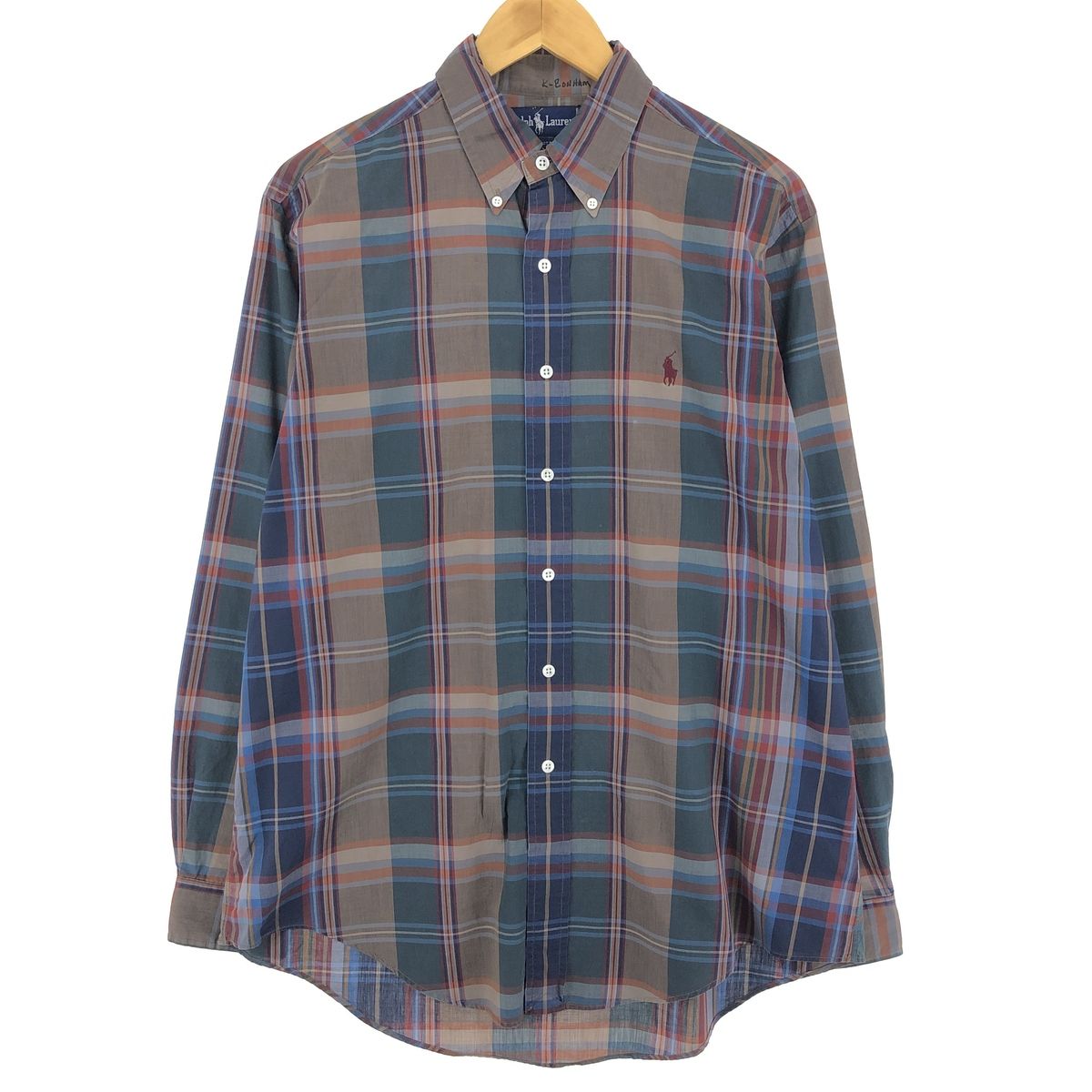古着 ラルフローレン Ralph Lauren 長袖 ボタンダウンチェックシャツ メンズL/eaa445366