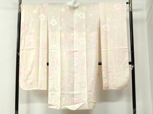 平和屋着物●振袖用長襦袢 無双仕立て 舞桜地紋 半衿刺繍 正絹 CAAW7835yc